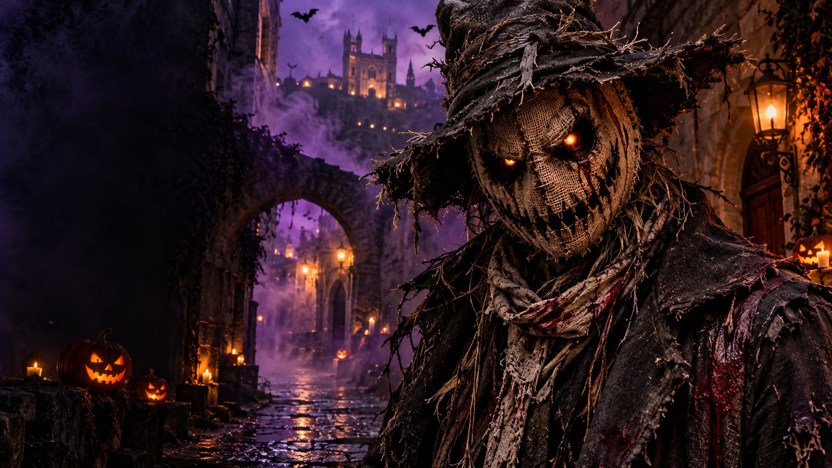 Halloween · Speed Apéro Lyon : épouvantail masqué dans une ruelle hantée